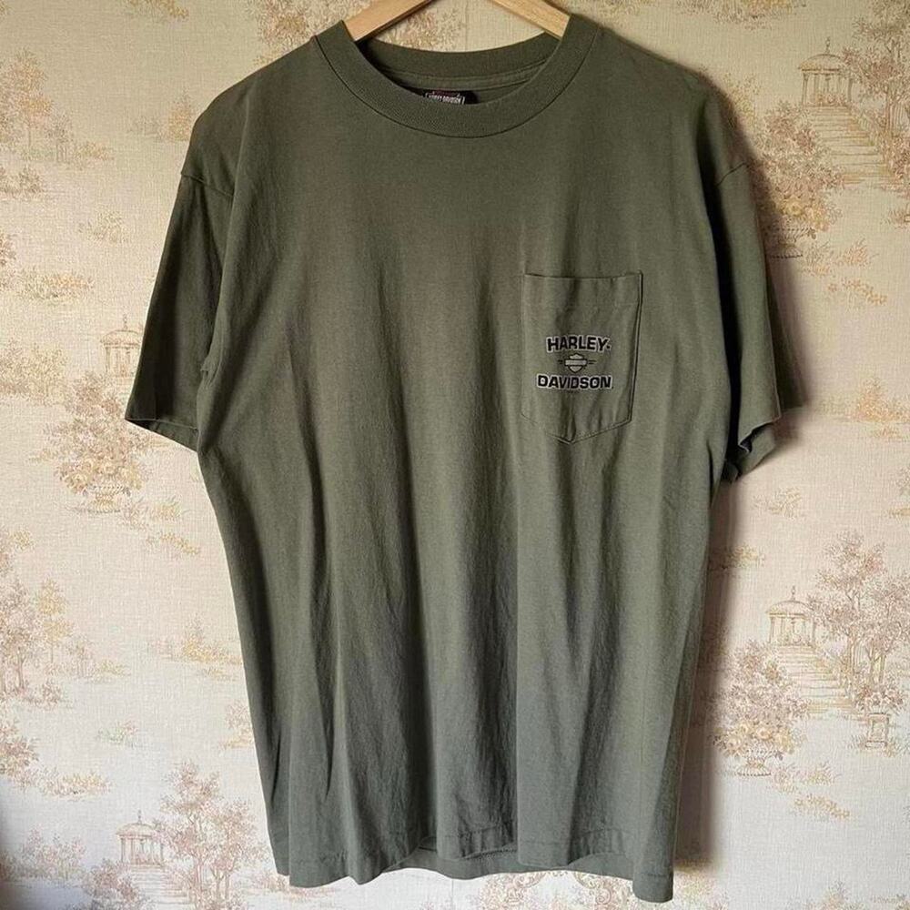 Vintage 90s Harley Davidson Pocket T-Shirt | Hampton Roads VA | Size L - Picture 3 of 7